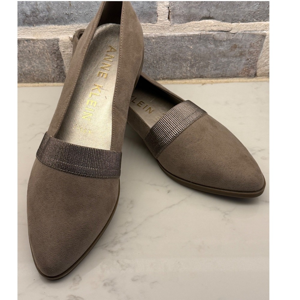 Anne Klein Robbie Taupe Brown Pointed Toe iFlex d'Orsay Flats Shoes Womens 8M